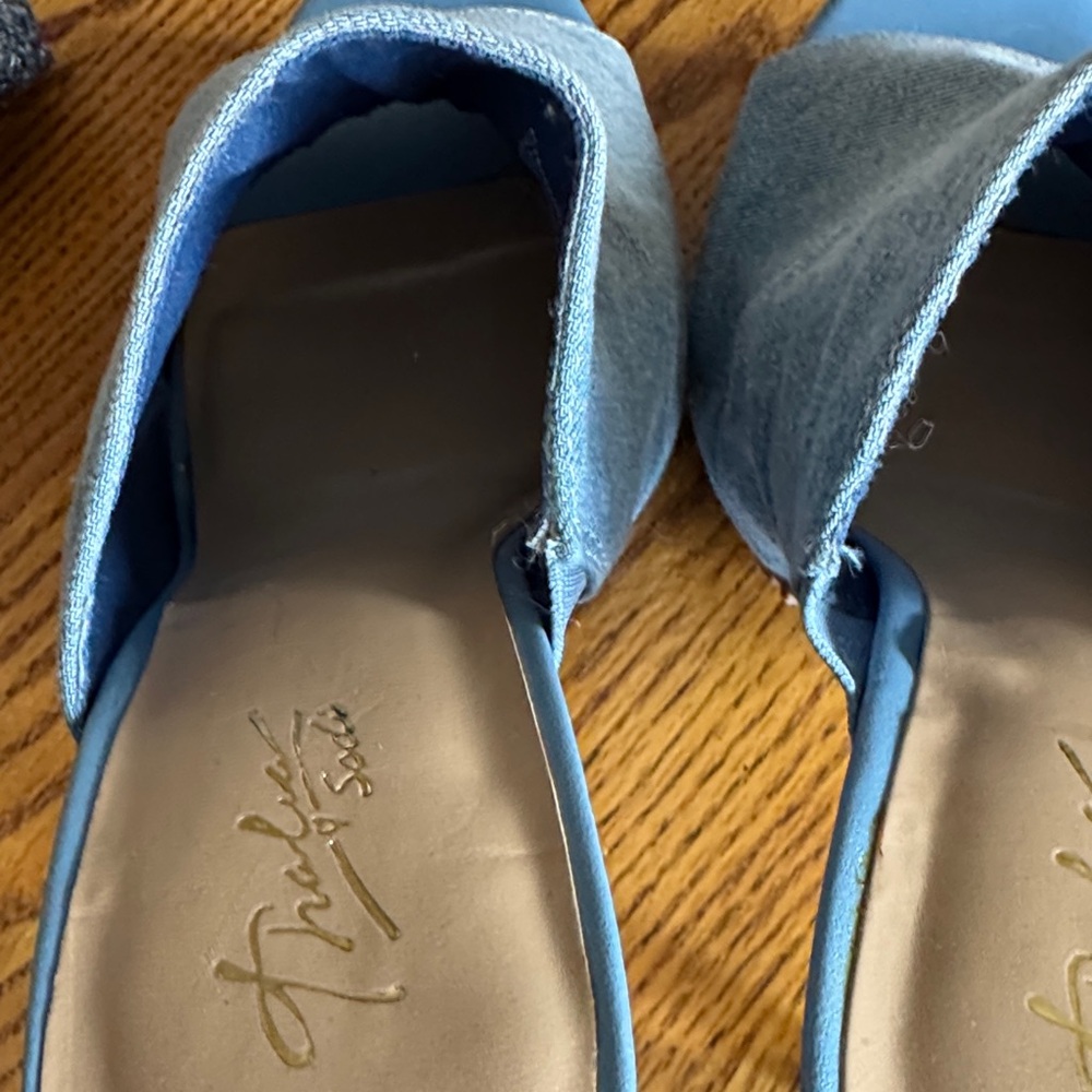 Thalia Sodi Light Blue Denim Open-Toe Stiletto Mules - Like NEW! - Picture 10 of 12